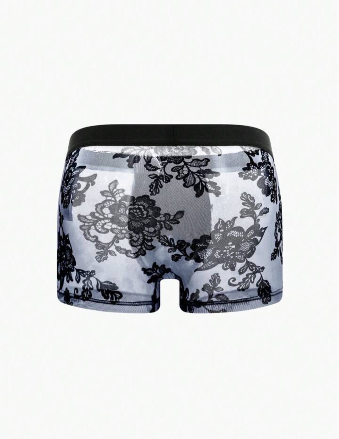 Men’s Transparent Floral Mesh Boxer Brief – Black